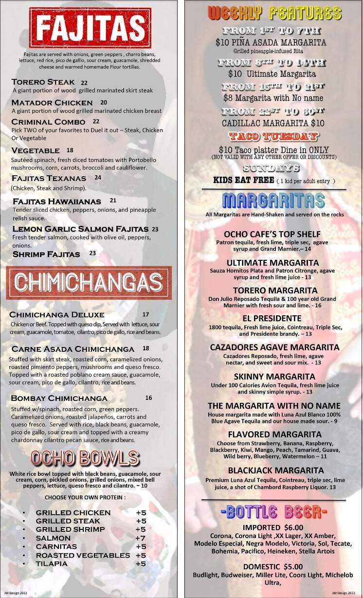 Ocho Cafe - Plymouth, MA menu_pic
