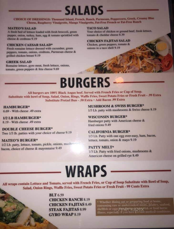 Mateo's Restaurant - Waupun, WI menu_pic
