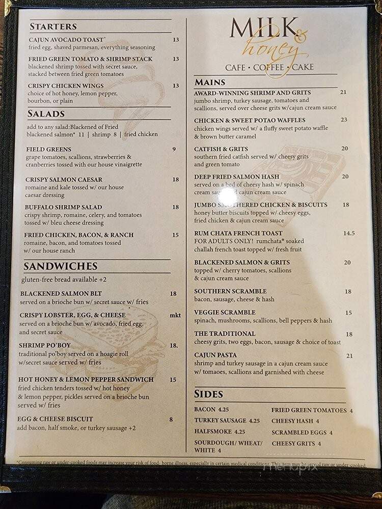 Milk & Honey Cafe - Sterling, VA menu_pic