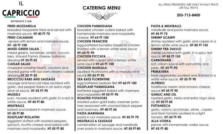 IL Capriccio Ristorante E Bar - Milford, CT menu_pic
