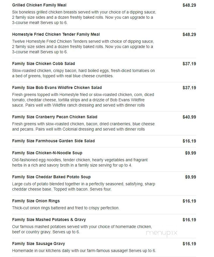 Bob Evans Restaurant - Princeton, IN menu_pic