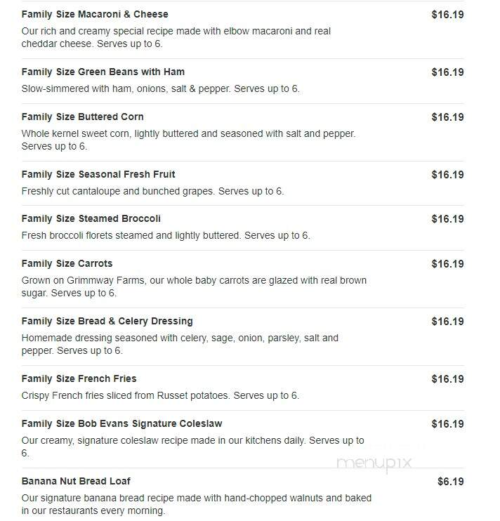 Bob Evans Restaurant - Princeton, IN menu_pic