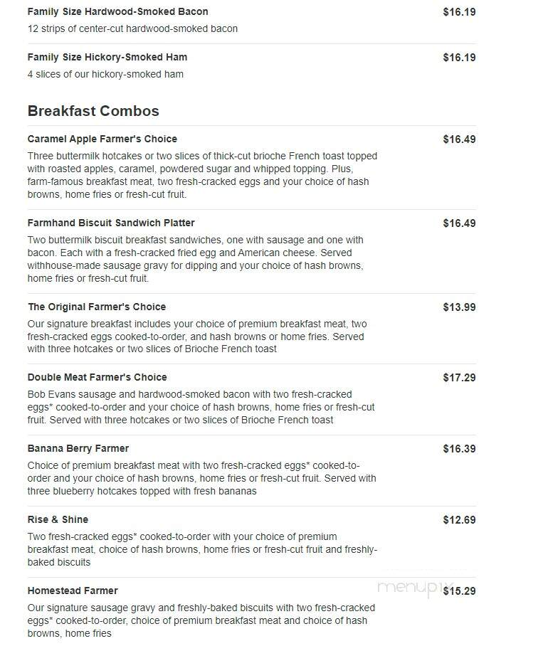 Bob Evans Restaurant - Princeton, IN menu_pic