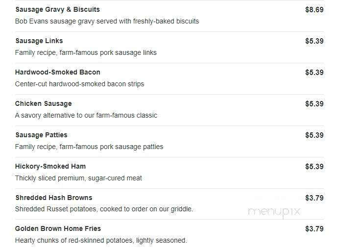 Bob Evans Restaurant - Princeton, IN menu_pic