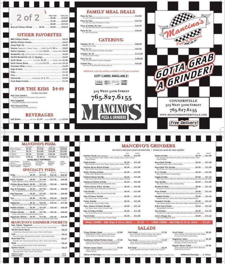Mancino's Pizza & Grinders - Connersville, IN menu_pic