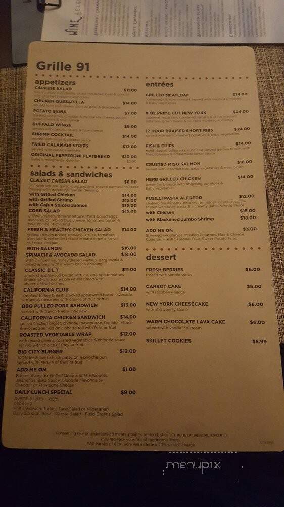 Sheraton Grille 91 - Cerritos, CA menu_pic