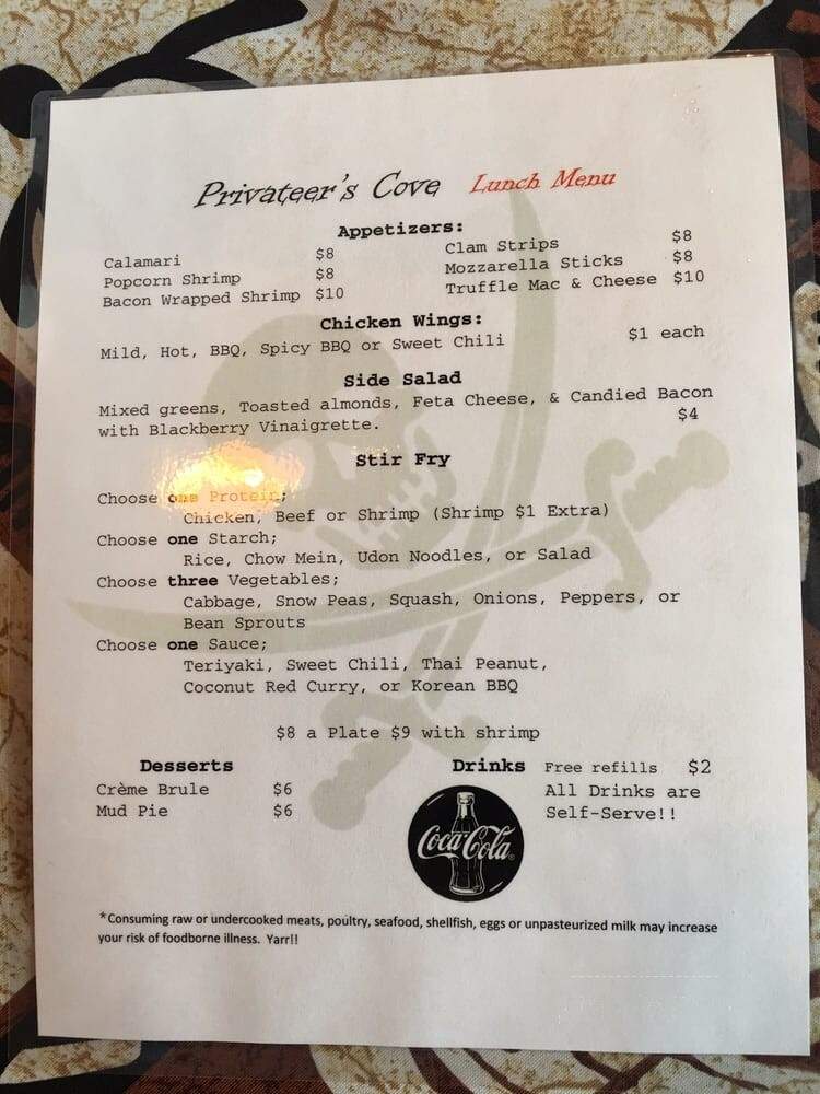 Privateer's Cove - Kailua-Kona, HI menu_pic