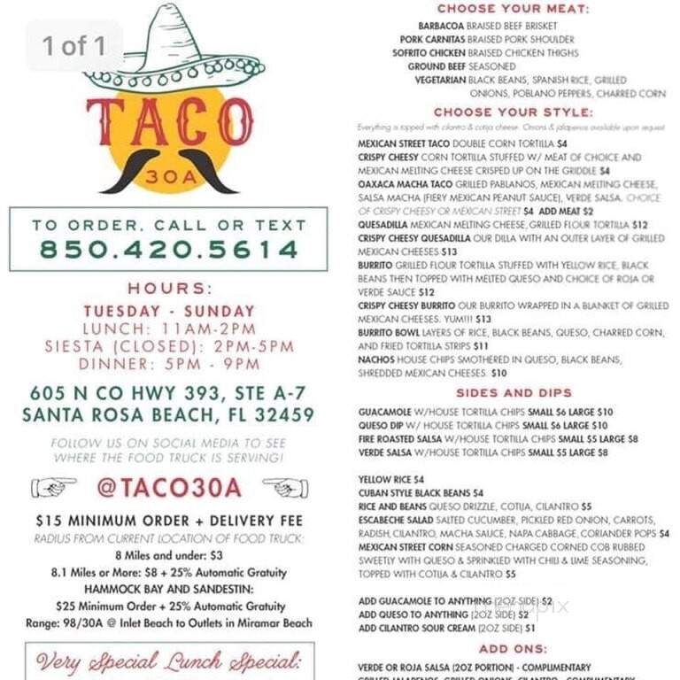 Grayton Beer Company - Santa Rosa Beach, FL menu_pic