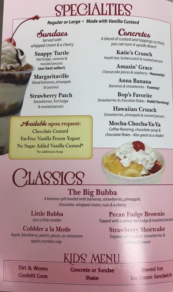 Bops Frozen Custard - Tupelo, MS menu_pic