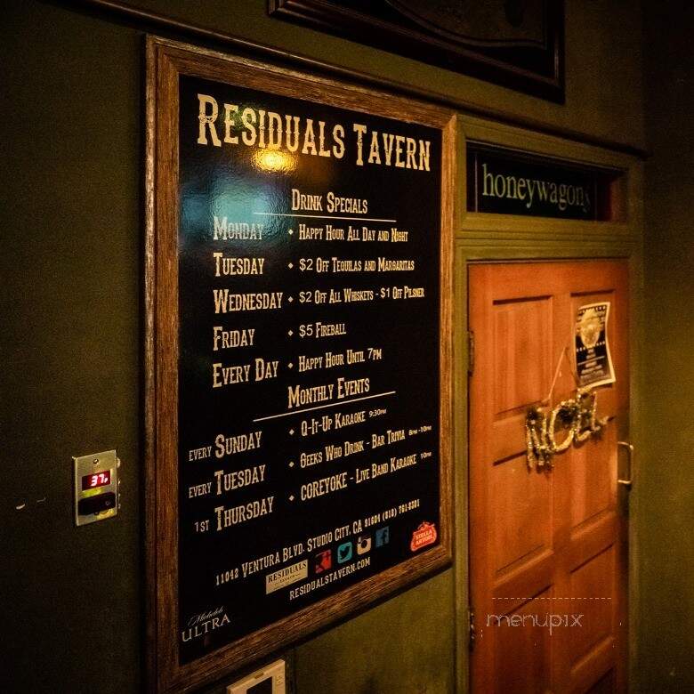 Residuals Tavern - Studio City, CA menu_pic