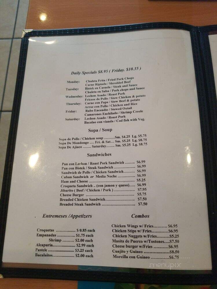 El Bajareque Restaurant - Miami, FL menu_pic