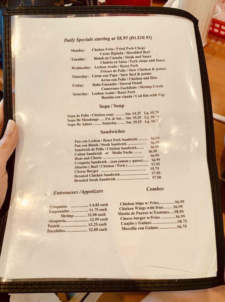 El Bajareque Restaurant - Miami, FL menu_pic