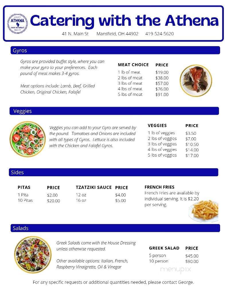 Athens Greek Restaurant - Mansfield, OH menu_pic