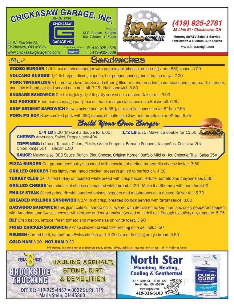 Korner Kafe - Maria Stein, OH menu_pic