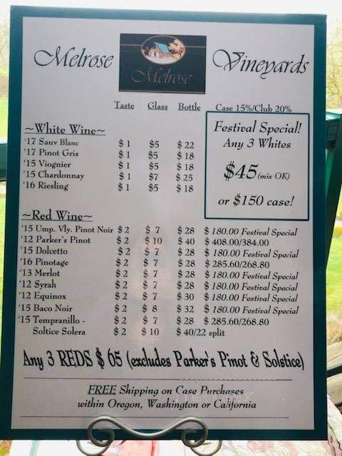 Melrose Vinyards - Roseburg, OR menu_pic