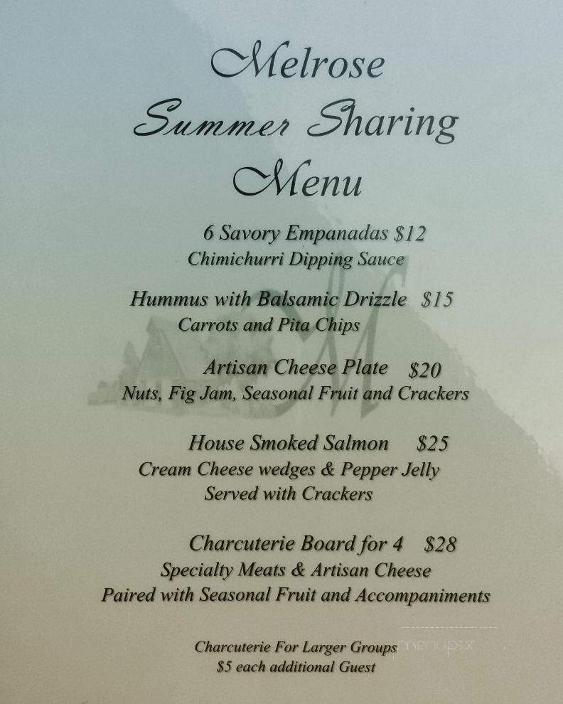 Melrose Vinyards - Roseburg, OR menu_pic