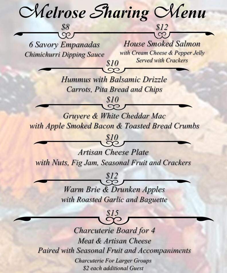 Melrose Vinyards - Roseburg, OR menu_pic