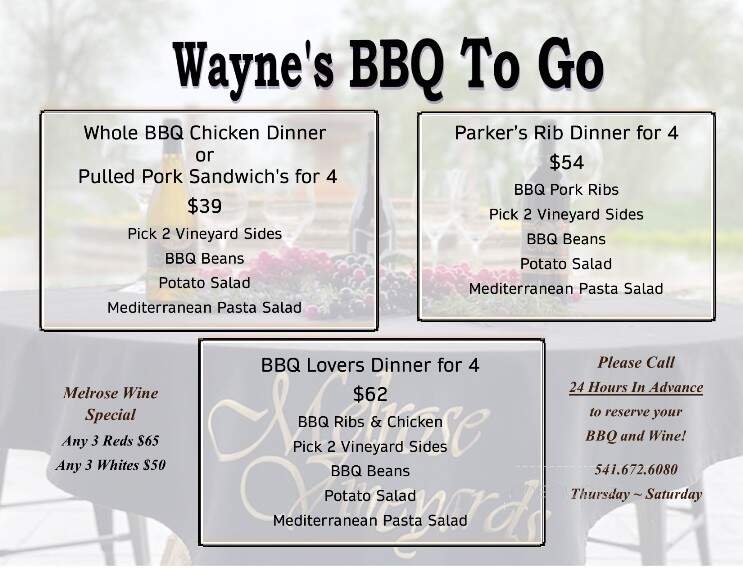 Melrose Vinyards - Roseburg, OR menu_pic