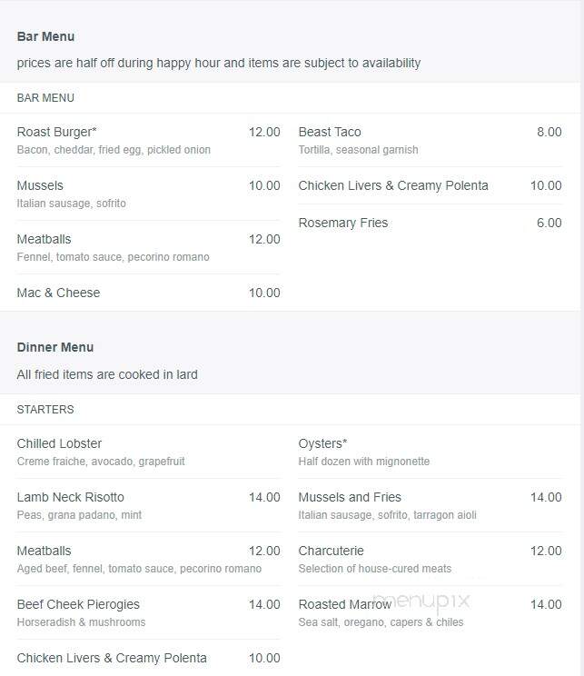Roast - A Michael Symon Restaurant - Detroit, MI menu_pic