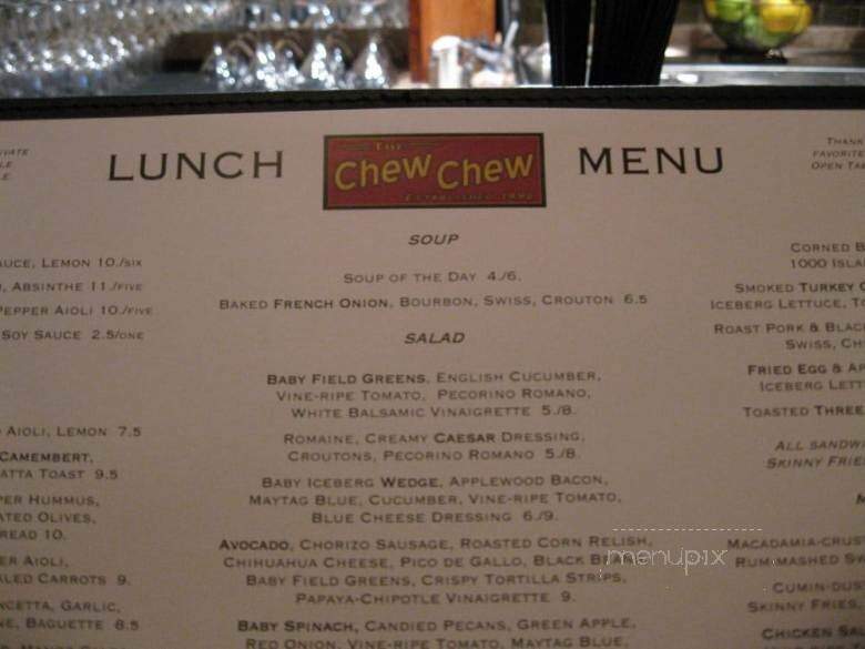 The Chew Chew - Riverside, IL menu_pic