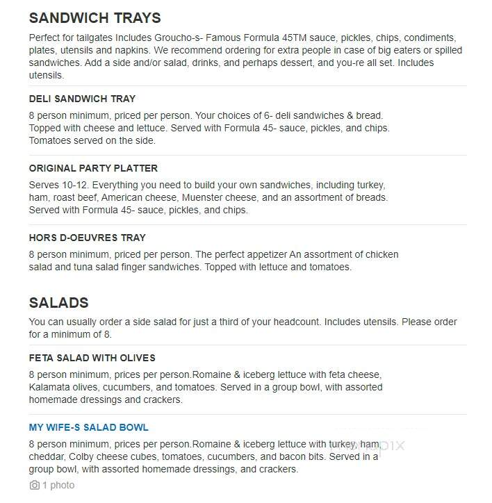 Groucho's Deli in McLeod's Plaza - Florence, SC menu_pic