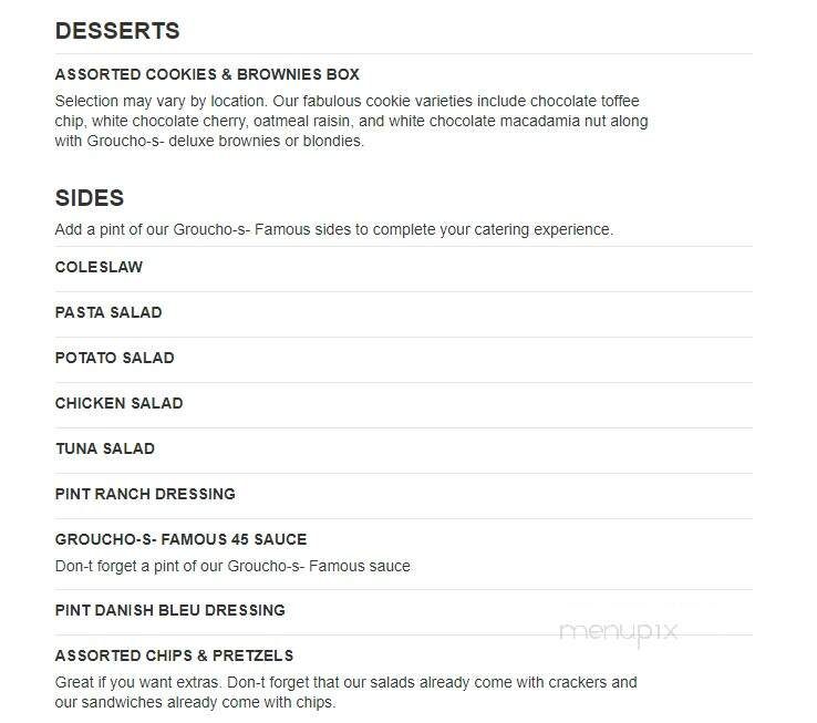 Groucho's Deli in McLeod's Plaza - Florence, SC menu_pic