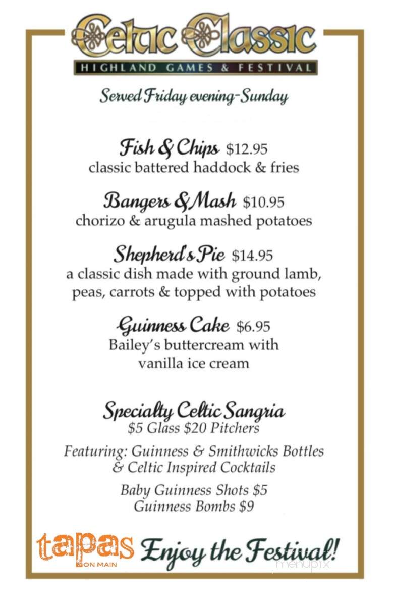 Tapas On Main - Bethlehem, PA menu_pic