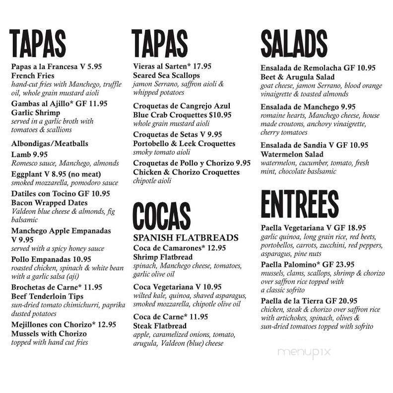 Tapas On Main - Bethlehem, PA menu_pic
