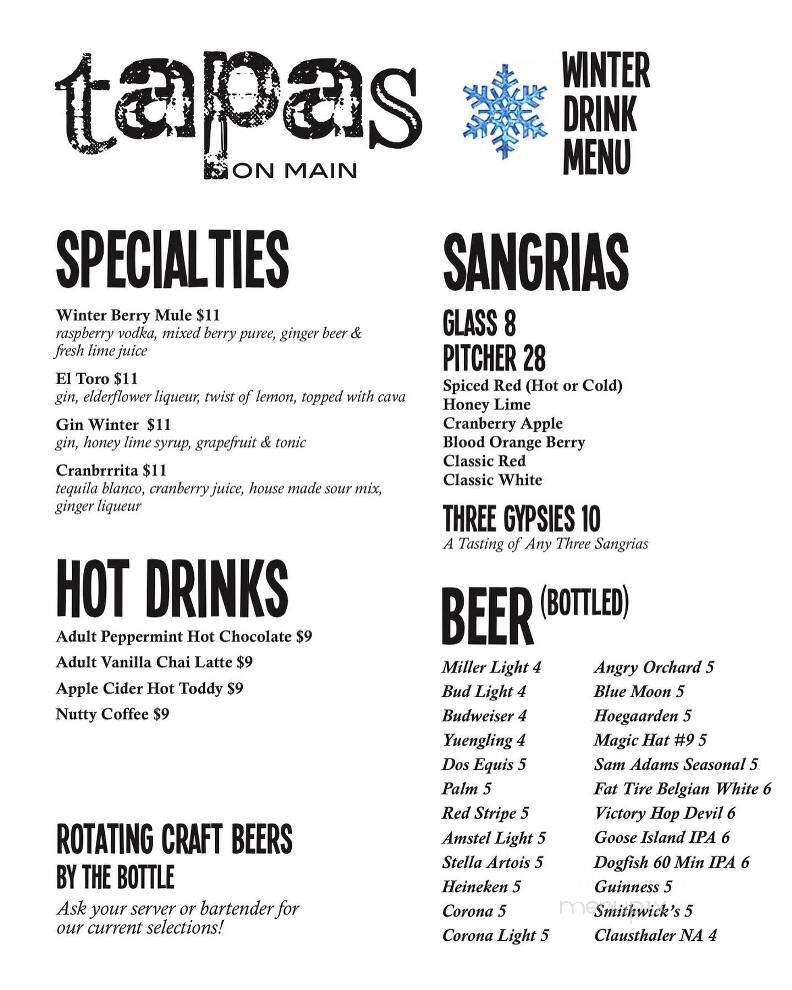 Tapas On Main - Bethlehem, PA menu_pic