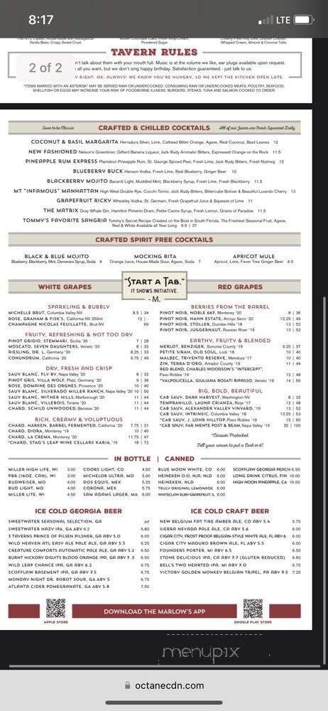 Marlow's Tavern - Cumming, GA menu_pic