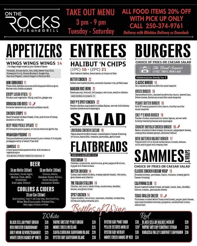 On the Rocks Pub Grill - Kamloops, BC menu_pic