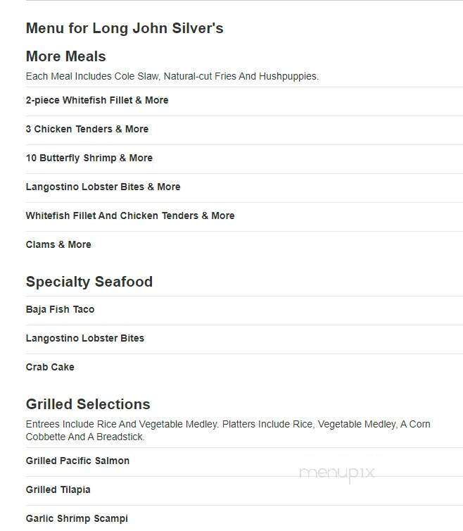 Long John Silver's - Maryville, TN menu_pic