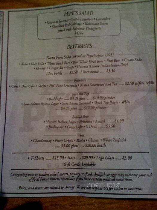 Frank Pepe Pizzeria - Uncasville, CT menu_pic