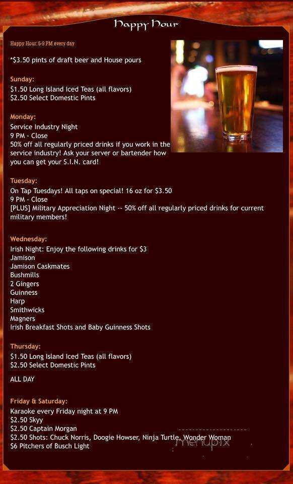O'Really's Irish Pub - Grand Forks, ND menu_pic