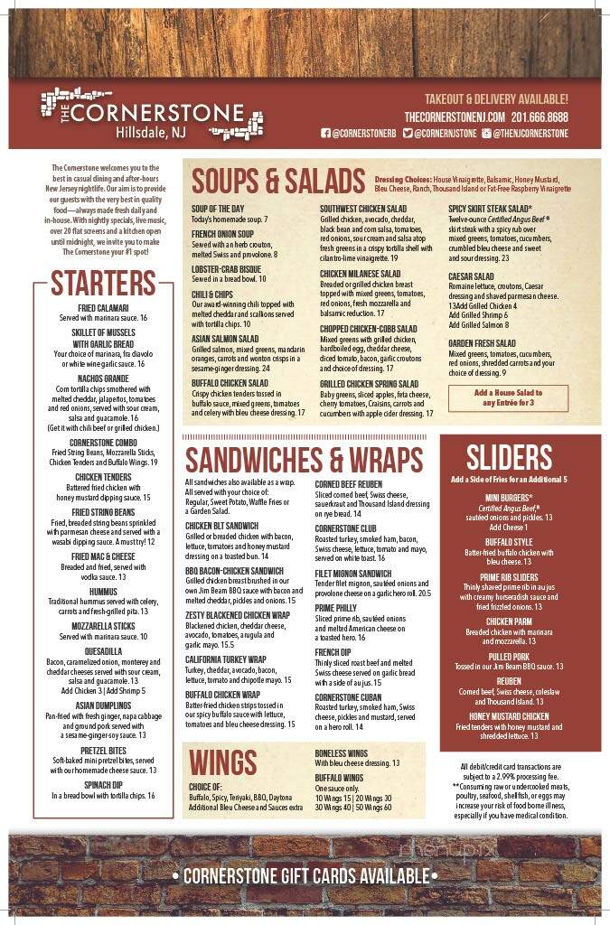 The Cornerstone Restaurant and Bar - Hillsdale, NJ menu_pic