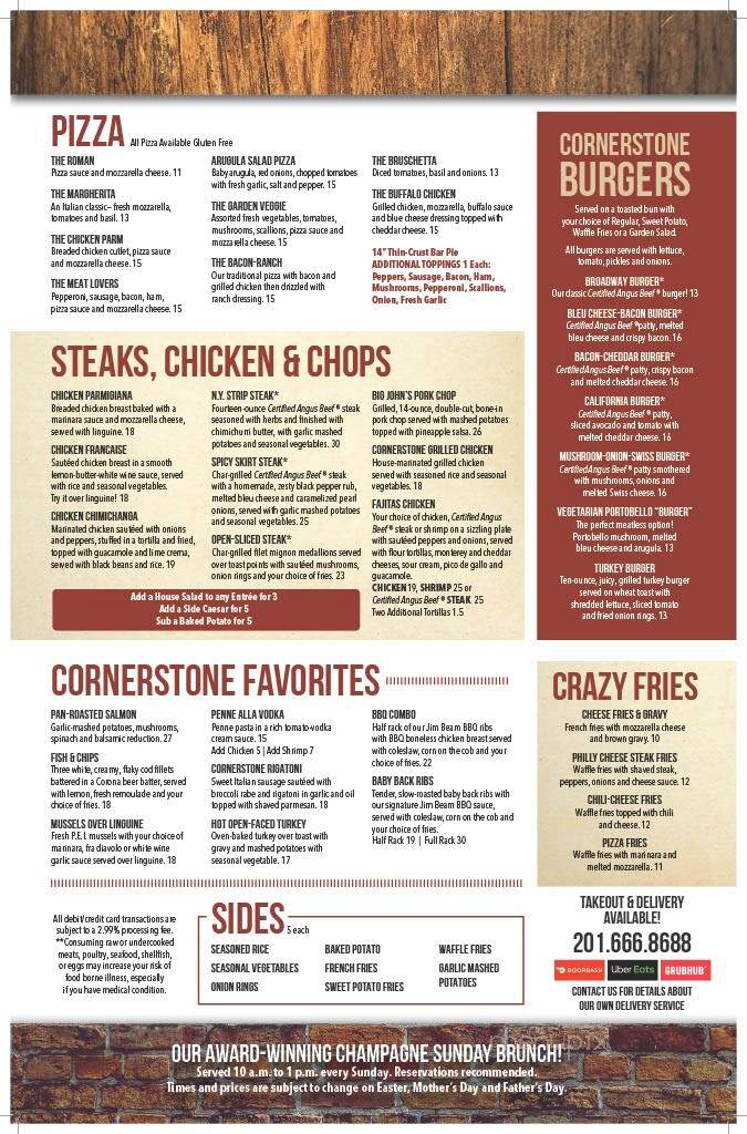 The Cornerstone Restaurant and Bar - Hillsdale, NJ menu_pic