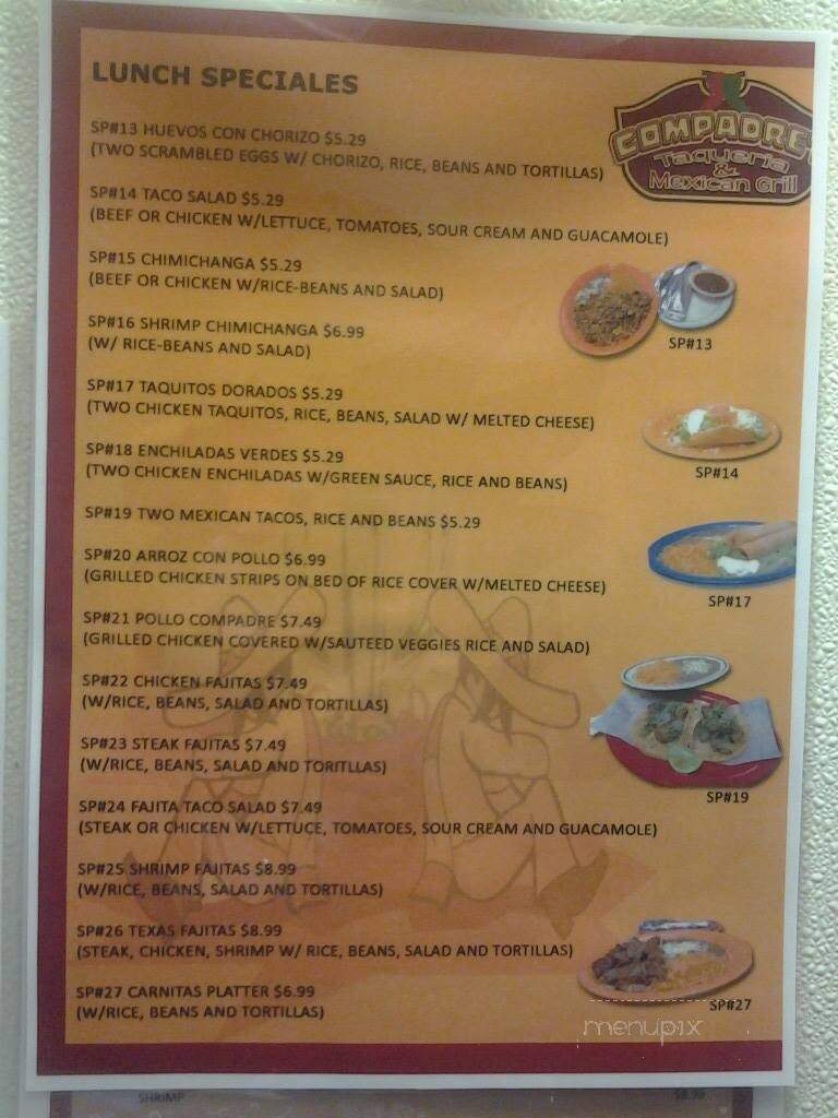 Compadres Taqueria Grill - Hattiesburg, MS menu_pic