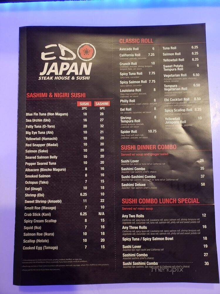 Edo Japan - Rockwall, TX menu_pic