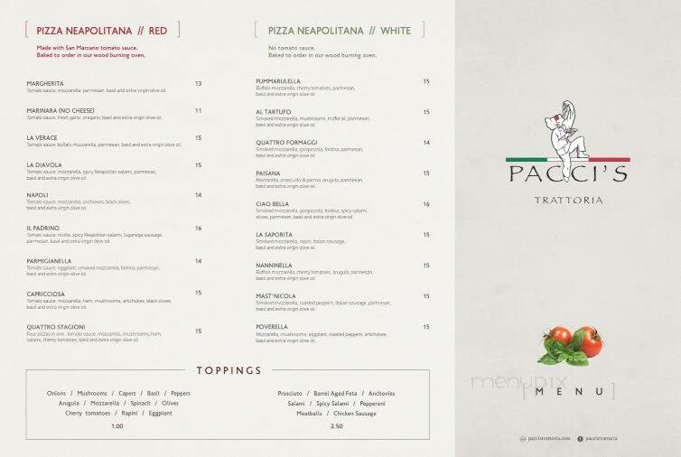Pacci's Trattoria - Silver Spring, MD menu_pic
