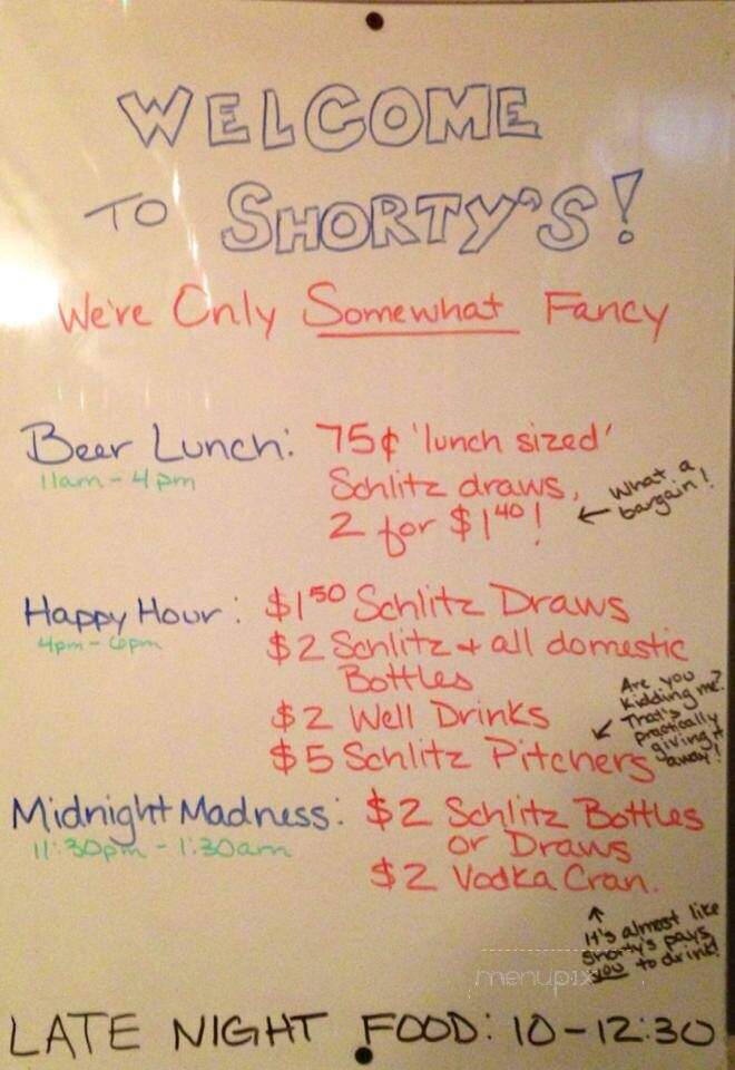Shorty's Somewhat Fancy Bar - Des Moines, IA menu_pic