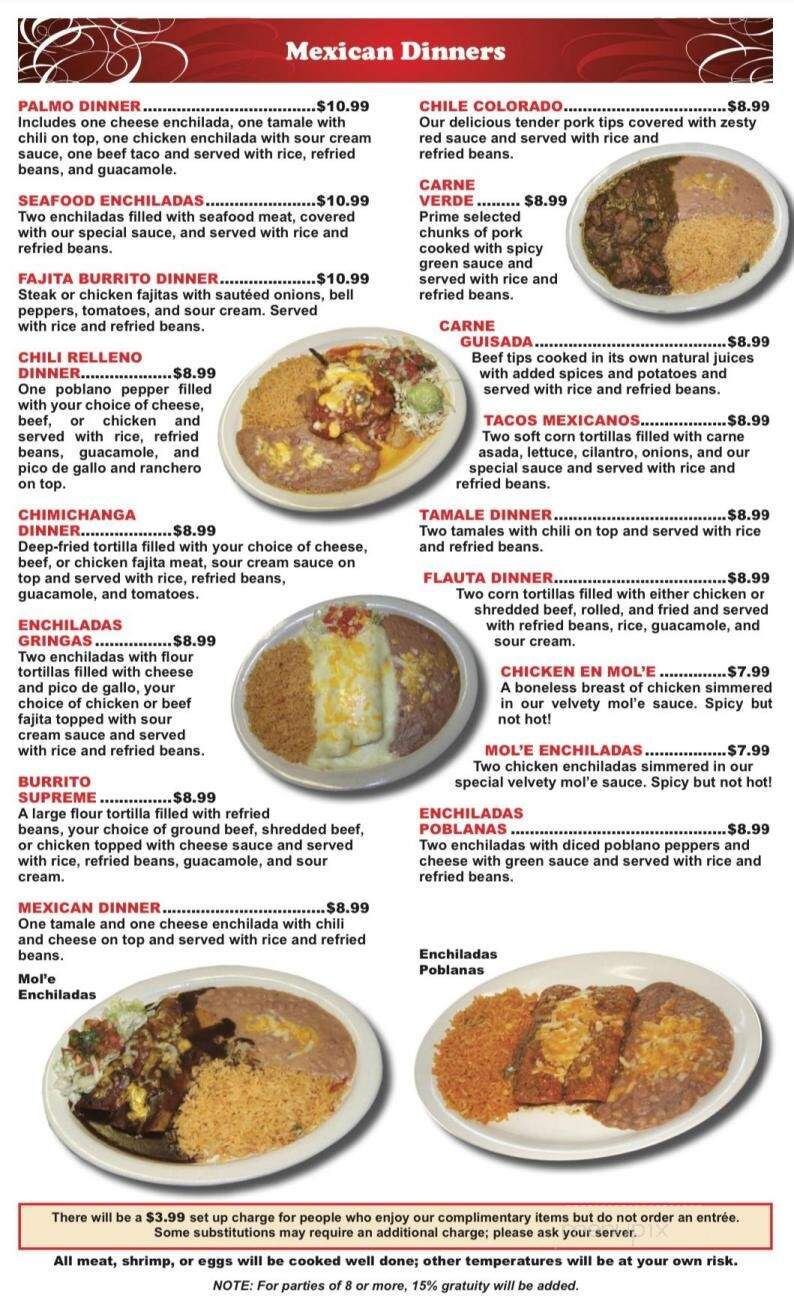 El Palmo Mexican Restaurant - Crescent, OK menu_pic