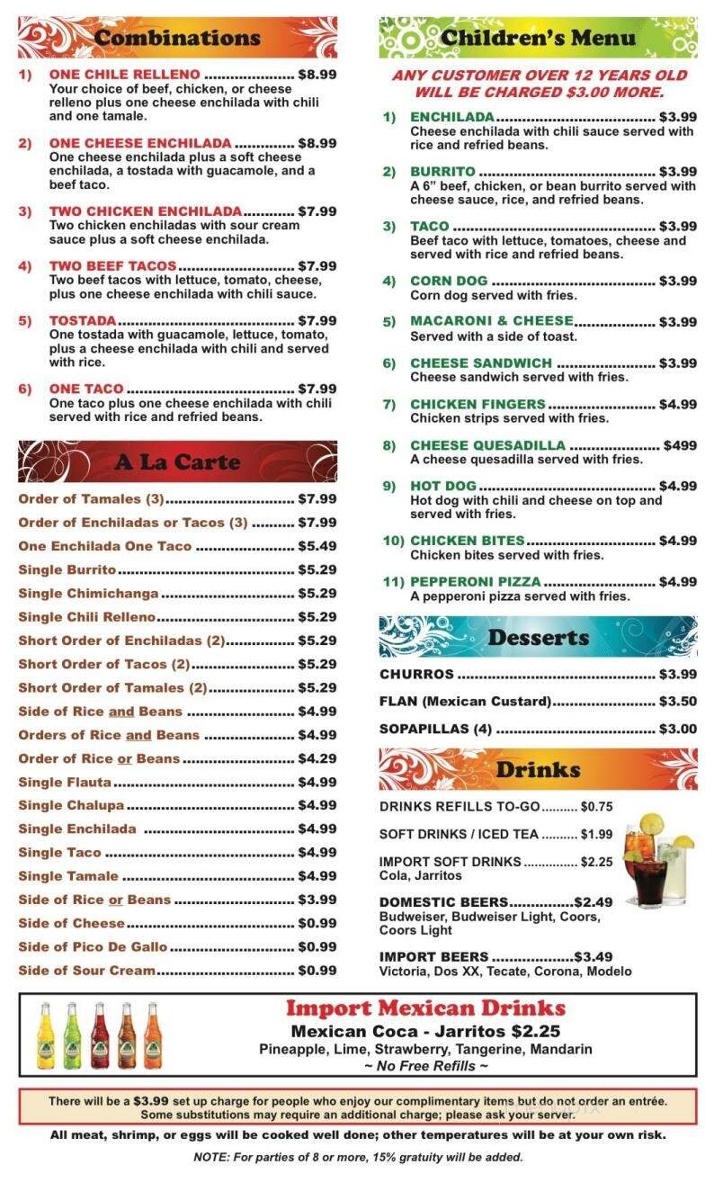 El Palmo Mexican Restaurant - Crescent, OK menu_pic