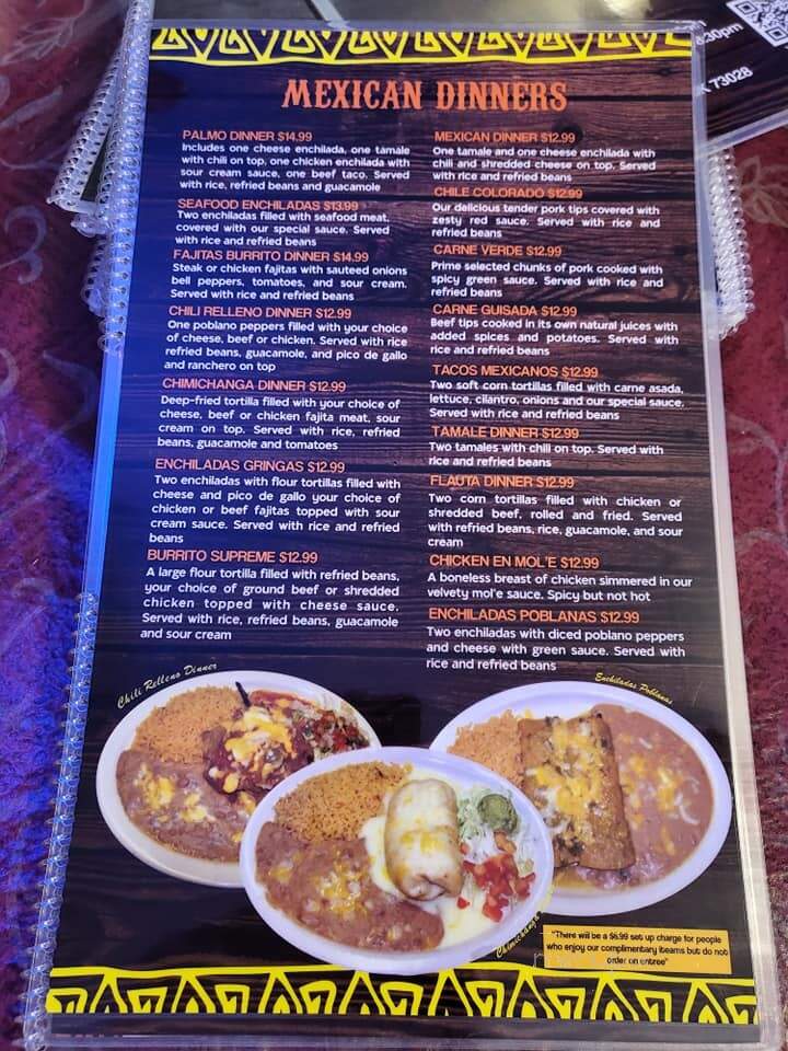 El Palmo Mexican Restaurant - Crescent, OK menu_pic