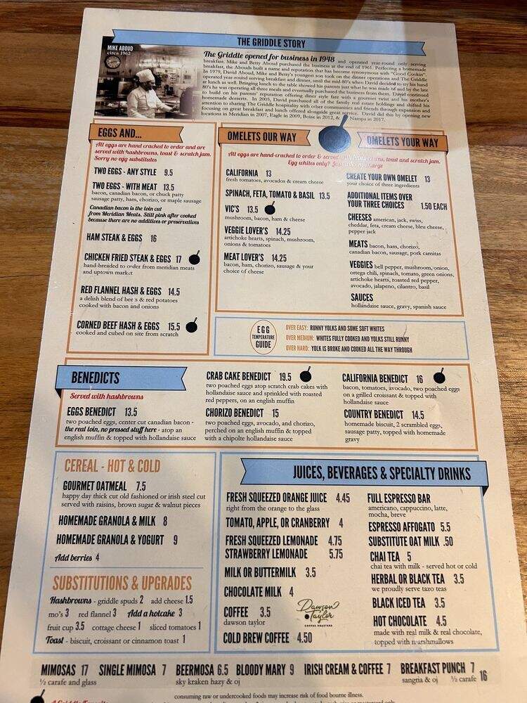 The Griddle - Boise, ID menu_pic
