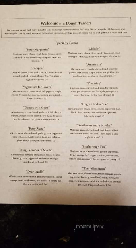 Dough Trader Pizza Company - Spearfish, SD menu_pic