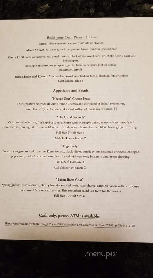 Dough Trader Pizza Company - Spearfish, SD menu_pic