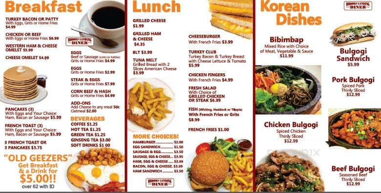 Brooks Landing Diner - Rochester, NY menu_pic