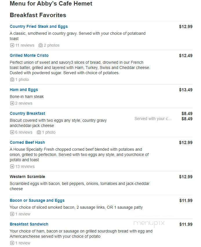 Abby's Cafe - Hemet, CA menu_pic