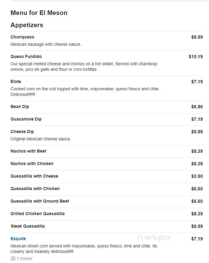 El Meson - Lebanon, IN menu_pic