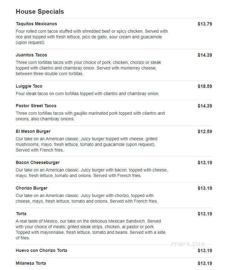 El Meson - Lebanon, IN menu_pic